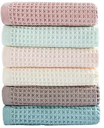 vfaejll Set di asciugamani da cucina in 100% cotone, tessuto a cialda da cucina, super assorbente, per asciugare i piatti, 30 x 30 cm, per lavare i piatti, 6 colori misti, asciugamani