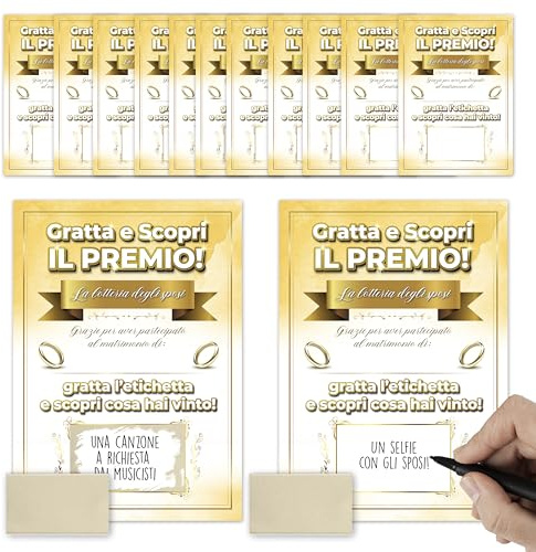 KAÏDENSÏ Gratta e Vinci Matrimonio Oro - 24 Pz Gadget Lotteria Sposi - Giochi per Invitati