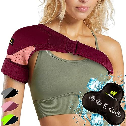 Tutore Spalla con Borsa Ghiaccio Gel Caldo/Freddo - Supporto Cuffia dei Rotatori per Dolore, Lussazione, Tendinite Uomo e Donna - Fascia Compressione Neoprene Spalla per Braccio Destro e Sinistro