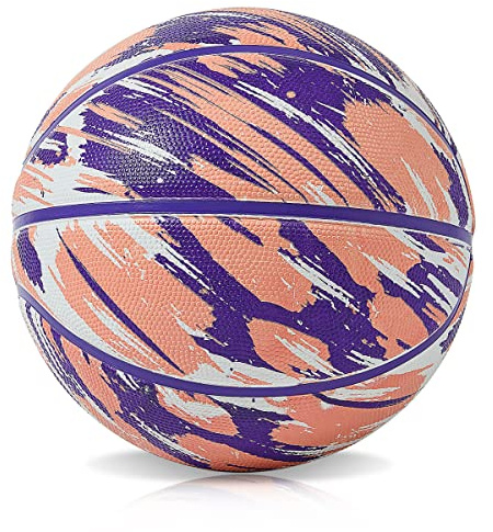 PECOGO Official Rubber Basketball 27.5 Outdoor Indoor Mens Basketball Ball Size 5 for Kids Youth Teen Boys and Girls Gift Ideas