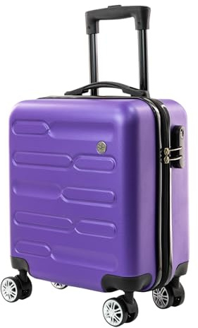 SA Products Purple Cabin Suitcase 45x36x20cm - Lightweight Hardshell Carry On Luggage with 4 Spinner Wheels, Telescopic Handle - Cabin Bag with Divider Pocket, Travel Case with Spacious Interior