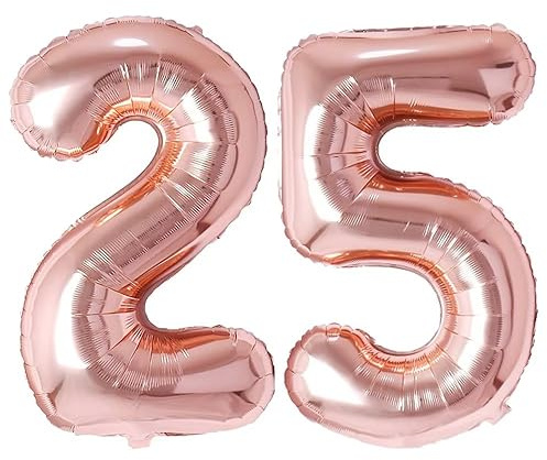 Vthoviwa 40'' Palloncini Numeri 25/52 Rosa Oro, Pallone 25/52. 0123456789,10-19,20-25,30,40,50,60,70,80,90 Compleanno Numero Palloncini Foglio, Palloncino 25/52 Deco Festa Supporta Elio