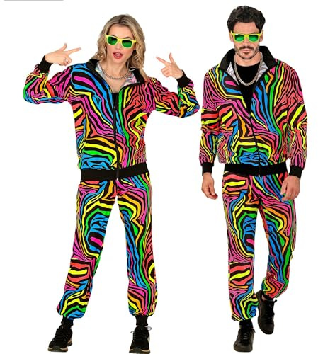 W WIDMANN MILANO Party Fashion - Kostüm Trainingsanzug, Regenbogen Muster, 80er Jahre Outfit, Jogginganzug für Karneval & Party