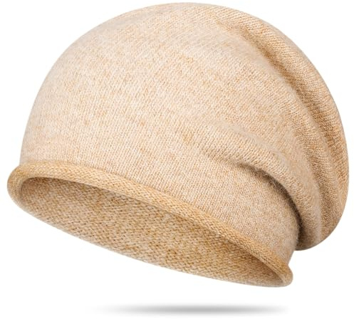 Kiiwah Beanie mössa för män och kvinnor, kashmir slouch beanie mössa, vintermössa varm beanie mössa ek cuffed lång beanie för höst och vinter, BRUN, one size