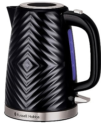 Russell Hobbs 26384 Textured Electric Kettle, Textured Fast Boil Energy Efficient Cordless Kettle with Perfect Pour, Plastic, 1.7 Litre, 3000 Watts, Black
