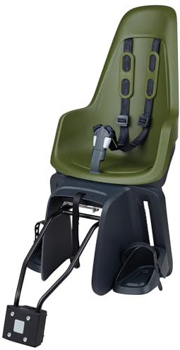 BOBIKE 8012200020 - Rear Bicycle Child Seat ONE Maxi 1P&E-BD for Luggage Carrier and for Frame – Versatile with Dual Mounting Options, for Kids 9 Months to 6 Years, Up to 22kg, Olive Green