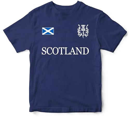 Scotland - Camiseta infantil de rugby con la cruz de San Andrés, azul marino, 9-11 años