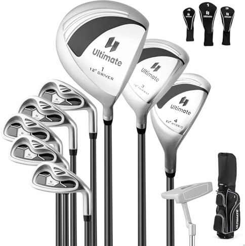 ULTIMATE Women's Complete Golf Club Set, 9/10/11pcs Right Handed Ladies Golf Clubs Set w/ 460cc Alloy Driver, #3 Fairway Wood, #4 Hybrid, #6/#7/#8/#9/#P Irons & Putter (9 Pieces w/Bag - Dark)