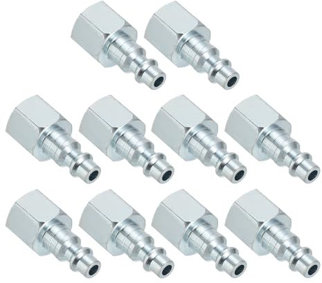 PATIKIL Conexiones de Aire de Acero de 3/8, 10 Piezas de Enchufe Hembra de Aire para Compresores de Aire de la Industria Automotriz e Ingeniería Mecánica, Color Plata
