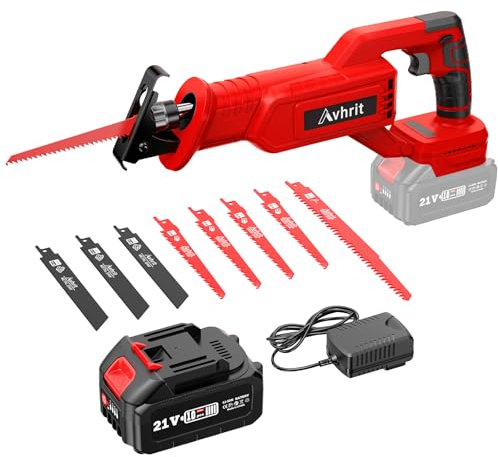 Sierra Sable con batería, Sierra Alternativa Inalámbrica con 4.0 AH, 8 hojas de sierra, 3000 SPM Sierra Sable Puede Cambiar Rápidamente la Hoja de Sierra ideal para cortar madera y metal