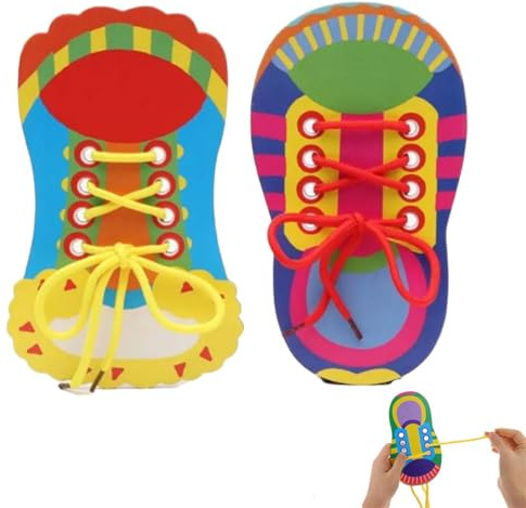 XUZOPIM 2 Pièces Planche D'Exercice En Bois De Rangement, Planche À Lacets, Jouet Éducatif À Lacets, Outil D'Éducation Précoce