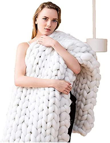 XFZJCHAP Coperte da tiro in Maglia Grossa per Letto Coperta appesantita Lavorata a Maglia, Coperta in Maglia Grossa di ciniglia Fatta a Mano, Coperta in Maglia Grossa a trecceB100x100cm