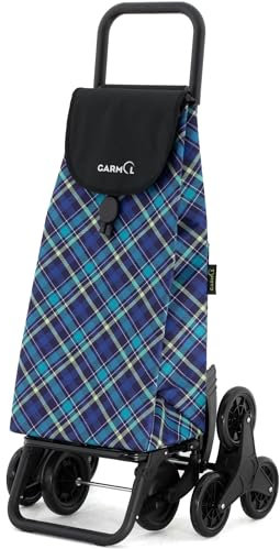 GARMOL Carro de la Compra Plegable 55 litros | Carro de la Compra 8 Ruedas Sube Escaleras de Gran Capacidad | Carrito Compra Plegable Color Azul