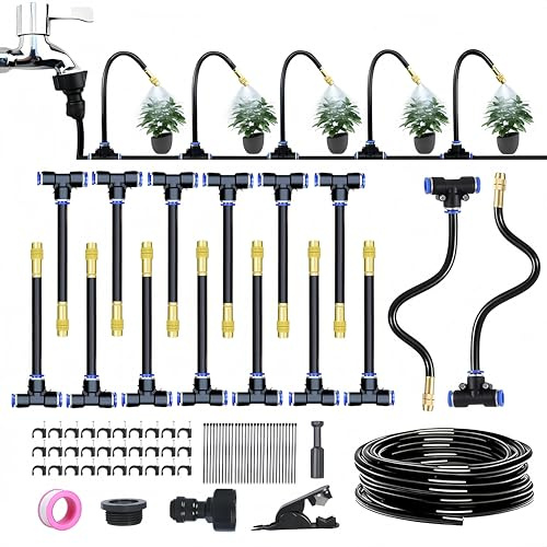 Système d'irrigation automatique incurvé à 360 ° - Système d'irrigation pour serre, jardin, plate-bande surélevée - Irrigation goutte à goutte pour potager, jardin de ferme (15 m)