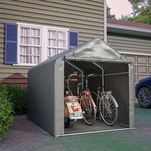 Garage à vélos 160 x 220 x 165 cm, garage à vélos pour 3 vélos, abri à vélos avec protection UV, garage à vélos résistant aux intempéries, tente avec porte à roulettes étanche (160 x 220 x 165 cm)