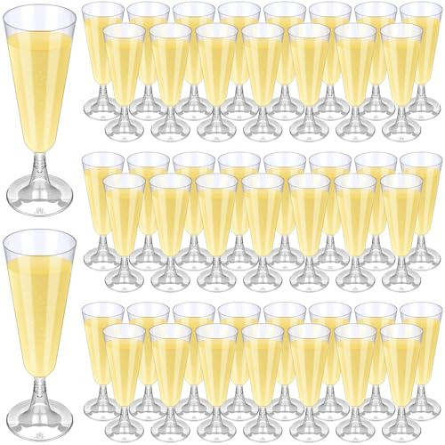 Tczecoo 40 copas de champán, 4,5 oz, transparentes, elegantes copas de champán, reutilizables, para bodas, cumpleaños, fiestas (transparente)