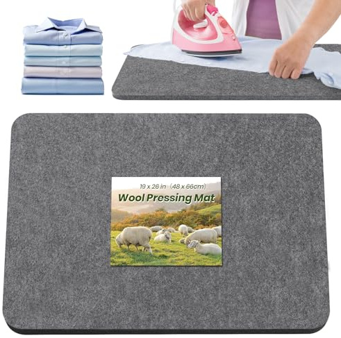 BREENHILL Tappetino per pressatura in lana, 48,3 x 66 cm, XL in feltro spesso, per trapuntare, cucire, artigianato, lana con poggia ferro resistente al calore, superficie da stiro portatile e durevole