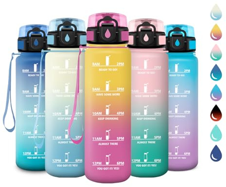 500 ml flaska, läckagesäker, återanvändbar flaska, filterflaskor och tidsmarkörer, BPA-fri, motiverande vattenflaska för barn, skola, kontor, yoga