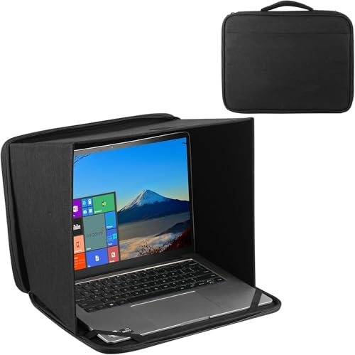 HoYiXi Universell laptop solskydd för utomhusarbete, solskydd ljusreflekterande integritetsskydd för 12–14 tum MacBook/Hp/Dell/Acer/Asus PC, laptop solskydd ärmar, svart