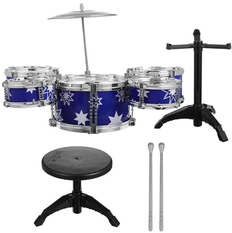 Gogogmee Batterie Garçon Fille Bleu avec Tabouret Ensemble Complet Percussion Instruments Musique pour Garçons Filles Éducatif Développement Créativité