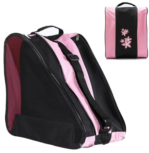 Violiica Bolsa de transporte para patines en línea para exteriores con casco y almacenamiento de equipo protector, bolsa de nailon de 3 capas para zapatos para patines de hasta talla 44, color rojo