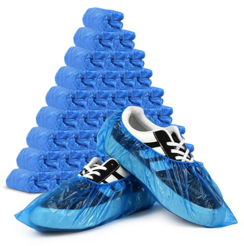 AYBUY 100 PCS CPE Surchaussures Jetables, Impermèables, Couvre Chaussure | Haute RéSistance Aux DéChirures, éLastique Renforcé,Protection Individuelle,Taille Universelle, Nettoyage Pour La Maison