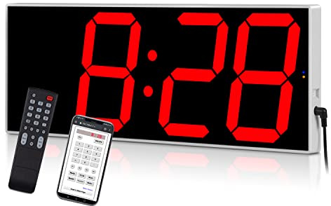 West Ocean Large Smart Digital LED WiFi Wall Clock with 6 Single Digit, Countdown, DST, Multifunction WiFi Smart Digital Wall Clock (Red)