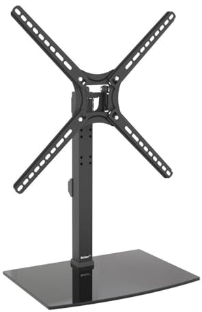 Barkan Tischplatte TV Standfuss TV Wandhalterung 13-65 Zoll Schwenkbar & Neigbare TV Ständer, hält bis 36Kgs, Patentiert, Gehärtetes Glas, für LED OLED LCD, Max. VESA 400x400