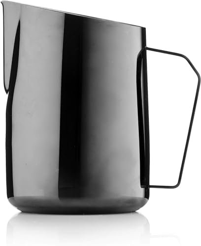 Barista & Co Bricco per latte in acciaio inox, con quadrante portatile, per macchina da caffè, con tacche di misurazione interne, colore nero, 600 ml, per la produzione di caffè, come latte,