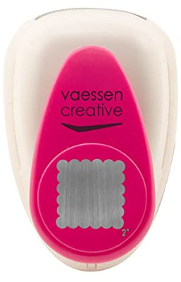 Vaessen Creative Motivstanzer Quadrat - 3.8 x 3.8 cm - Stanzer für Bastelpapier, Tonpapier, Scrapbookpapier oder Decoupagepapier, Weiß/Rosa