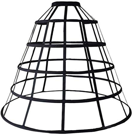 KONIEEJN Womens Hollow Out Caged 5-Hoop Bustle Victorian Petticoat Skirt Wedding Bridal Dress Cosplay Pannier Crinoline Underskirt Slip Black