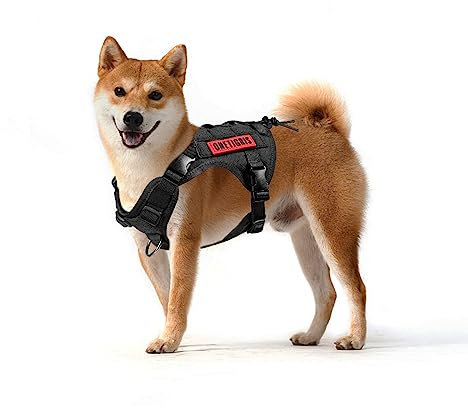 OneTigris Hundegeschirr, FIRE WATCHER Taktische Geschirr Sicherheitsgeschirr Hunde Hundeweste mit 1 Griffe und 2 D-Ring 1000D Nylon (XS, Schwarz)