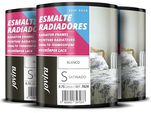 JOVIRA PINTURAS Esmalte Radiadores al Agua. Decora y protege toda clase de radiadores por agua y tuberías de calefacción (3x750 Mililitros, Blanco) F-80-3