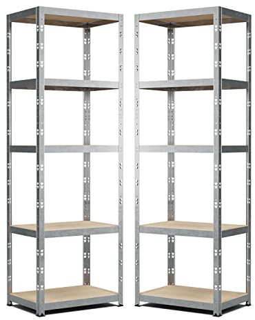 BLUMIE Lot de 2 Etagères de Rangement modulables et polyvalentes pour Atelier, Garage, Cave… Charges Lourdes 180x60x40cm x2 - Gris