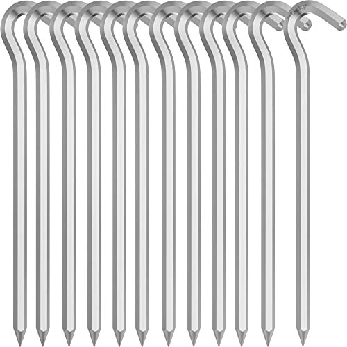 12 Stück Zeltheringe, 18cm / 7 Metall Aluminium Vorzelt Heringe Camping Erdnägel Häringe Zelt Bodenanker für Böden Silber