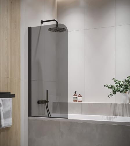 Parate Vasca da bagno Torino (Nero, Vetro fumé)