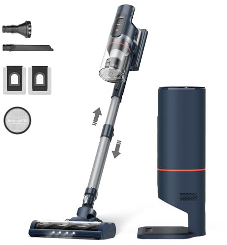 Ultenic FS1 Cordless Vacuum Cleaner with Self-Empty Station, Powerful 35000pa, Max 60mins Runtime, Lightweight Flexible Stick Hoover with Detachable Battery,5-Cone Filter for All Floor Carpet Pet Hair