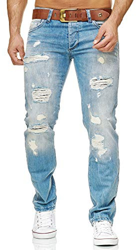 Redbridge Jeans – Pantalones vaqueros de corte regular con aspecto desgastado con rasgaduras – Vaqueros de 5 bolsillos para ocio, ropa de calle y uso diario, 33W / 30L