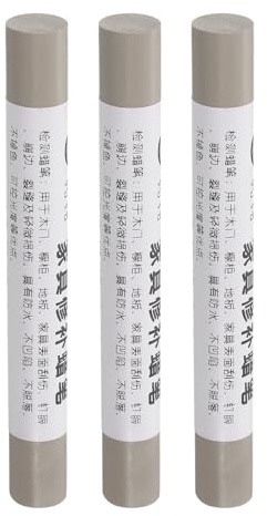 QUARKZMAN Crayon per Riparazione Mobili, 3pz - Stucco per Cera per Legno, Ritocco Pennarelli per Mobili - per Coprire Graffi Fori Tavoli Scrivanie Pavimenti Legno, Grigio Chiaro