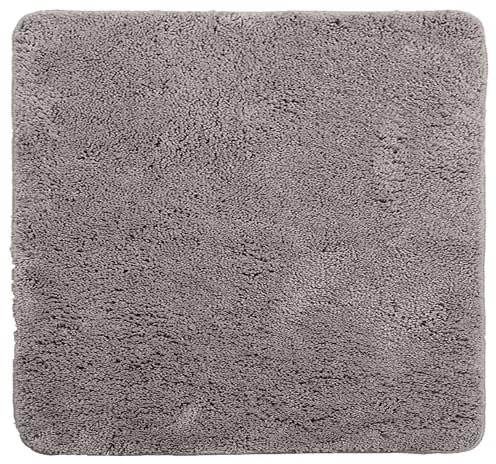 Brandsseller Badezimmerteppich 50x50 cm Badvorleger Badematte Badteppich quadratisch Chenille rutschfest saugstark maschinenwaschbar - Grau