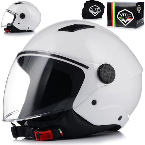 Jethelm Motorradhelm | VITO UNO | Motorrad Helm Rollerhelm Jet ECER 22.06 (XS (53-54cm))