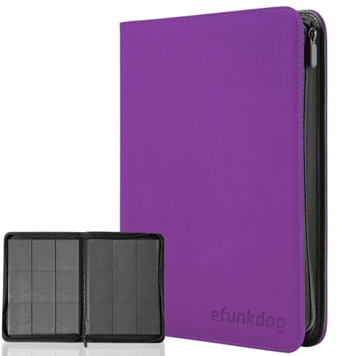 efunkdog album cartas, Álbumes para cartas coleccionables Cubierta de PU con cremallera, 360 Tarjetas, 20 Páginas, Carpeta de cartas para TCG (Morado)