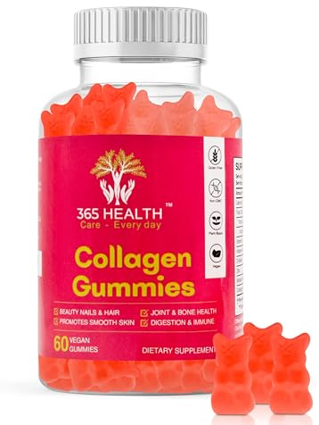 Radiant Hair, Beautiful Eyes, Stronger Nails, Silky Skin, Stronger Bones. 60x Vegan, Plant Based Collagen Gummies. Gluten Free. Strawberry Flavour. Contains Biotin + Vitamin C + Peptides.