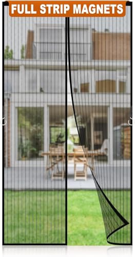 Magnetic Screen Door Mesh, Easy Install, Heavy Duty Fiberglass,Self Sealing Door Screen for Single Door Size 33 x 80 Inch, Screen Door Size 35 x 82 Inch