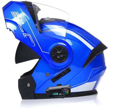 Bluetooth Modular Cascos Integrado Casco De Moto Integrales Casco Abatible para Adultos Mujeres Y Hombres con Un Micrófono Incorporado Anti Niebla Visera Doble ECE Homologado