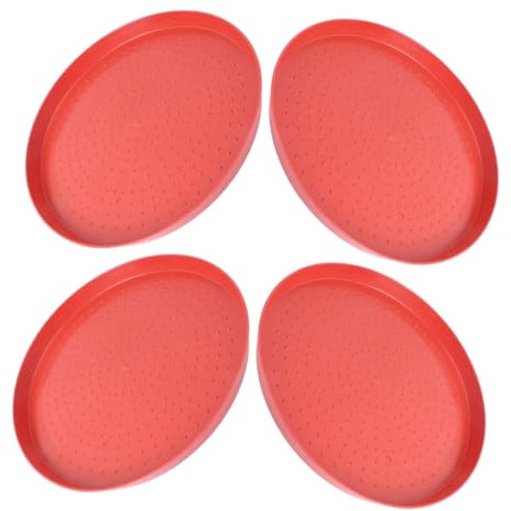 DOITOOL 4pcs Plastic Poultry Feeding Trays with Non-slip Bottom Food Dispenser for Chickens Ducks Geese Portable Round Feed Containers for Small Poultry Quail and Farm Use