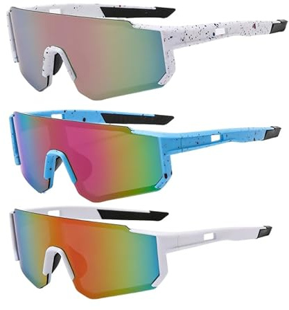 Doukesh 3PC Lunette de Cyclisme Lunette de Soleil Sport Polarisée Lunettes De Cyclisme UV400 Protection Lunette Velo Route Homme Femme Lunette de Sport pour Cyclisme Moto Course Ski Pêche