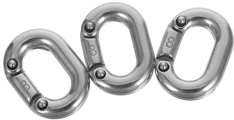 PRETYZOOM 3pcs 8mm Marine Grade 316 Stainless Steel Quick Link Chain Connectors Heavy Duty Anchor Chain Repair Links for Outdoor Industrial Use