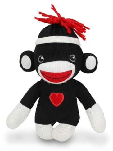 Plushland Adorable Sock Monkey, The Original Traditional Hand Knitted Stuffed Animal Toy Gift-for Teens, Girls and Boys Baby Doll Present Puppet 6 Inches