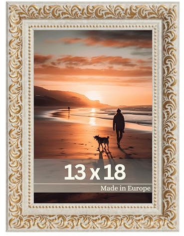 Victor Cornice Vintage Rubens in 13x18 cm Oro Beige - Striscia: 30x20mm - Vero Vetro - Barocca - Antica - Cornice 13x18 Oro